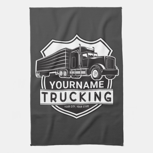 Personalisiert NAME Trucking Big Rig Semi Trucker Geschirrtuch (Vertikal)
