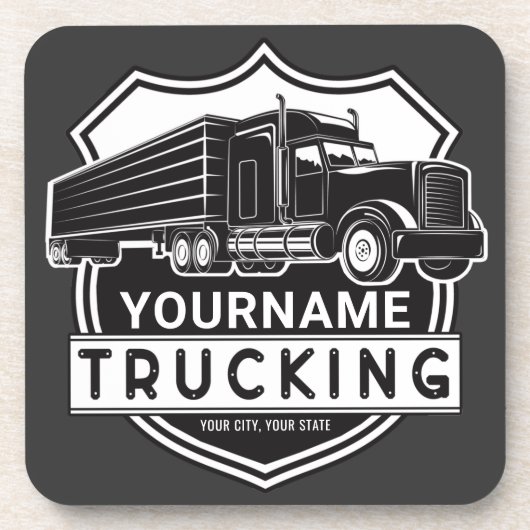 Personalisiert NAME Trucking Big Rig Semi Trucker Getränkeuntersetzer (Vorderseite)
