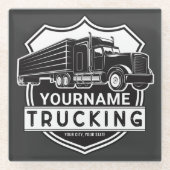 Personalisiert NAME Trucking Big Rig Semi Trucker Glasuntersetzer (Vorderseite)