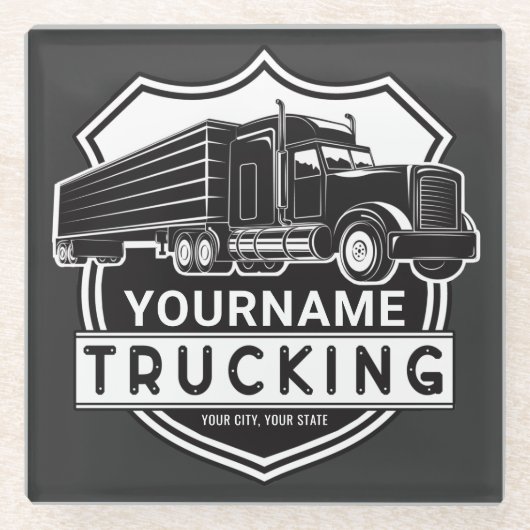Personalisiert NAME Trucking Big Rig Semi Trucker Glasuntersetzer (Vorderseite)