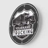 Personalisiert NAME Trucking Big Rig Semi Trucker Große Wanduhr (Winkel)