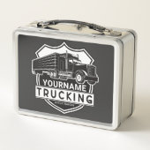 Personalisiert NAME Trucking Big Rig Semi Trucker Metall Brotdose (Rückseite)
