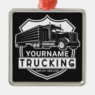 Personalisiert NAME Trucking Big Rig Semi Trucker Ornament Aus Metall