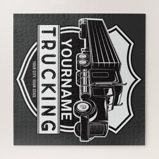 Personalisiert NAME Trucking Big Rig Semi Trucker Puzzle (Horizontal)