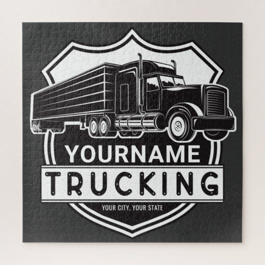 Personalisiert NAME Trucking Big Rig Semi Trucker Puzzle (Vertikal)