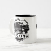 Personalisiert NAME Trucking Big Rig Semi Trucker Zweifarbige Tasse (Vorderseite Links)
