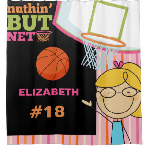 Personalisiert Name und Anzahl Mädchen Basketball Duschvorhang