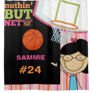 Personalisiert Name und Anzahl Mädchen Basketball Duschvorhang