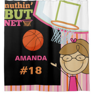 Personalisiert Name und Anzahl Mädchen Basketball Duschvorhang