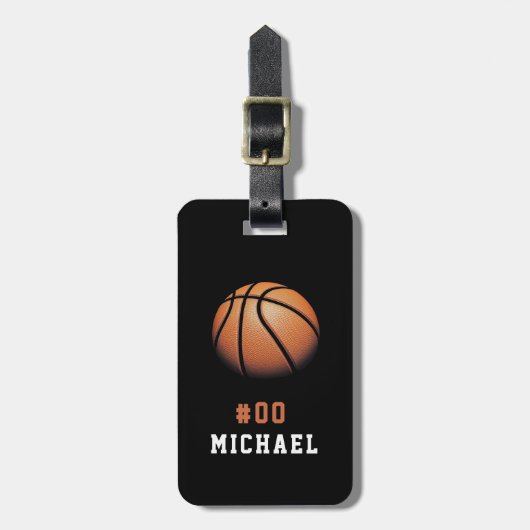 Personalisiert Name und Nummer des Basketballs hin Gepäckanhänger (Vorderseite vertikal)