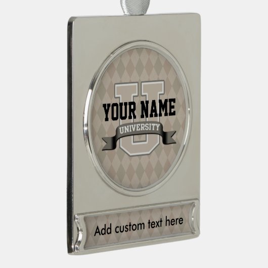 Personalisiert Name University Cool Funny Uni Banner-Ornament Silber (Rechts)