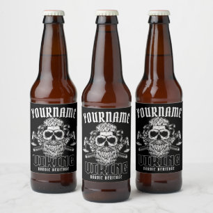 Personalisiert NAME Viking Nordic Warrior Heritage Bierflaschenetikett