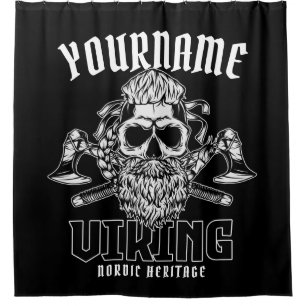 Personalisiert NAME Viking Nordic Warrior Heritage Duschvorhang