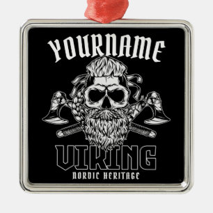 Personalisiert NAME Viking Nordic Warrior Heritage Ornament Aus Metall