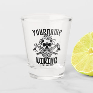 Personalisiert NAME Viking Nordic Warrior Heritage Schnapsglas