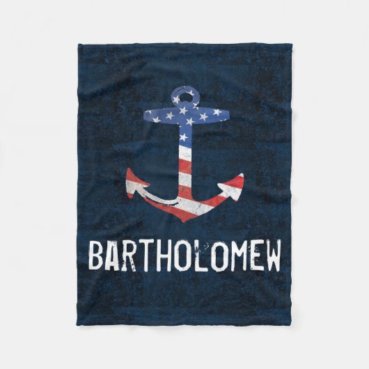 Personalisiert Name Vintag Patriotic USA Anchor Fleecedecke (Vorderseite)