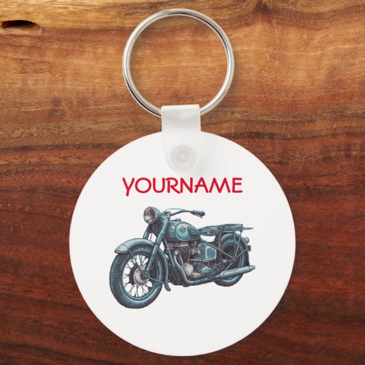 Personalisiert NAME Vintager Motorrad-Schlüsselanh Schlüsselanhänger (Vorderseite)
