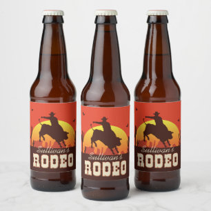 Personalisiert NAME Western Cowboy Bull Rider Rode Bierflaschenetikett