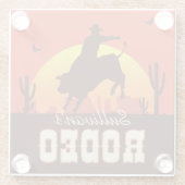 Personalisiert NAME Western Cowboy Bull Rider Rode Glasuntersetzer (Rückseite)