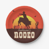 Personalisiert NAME Western Cowboy Bull Rider Rode Pappteller (Vorderseite)