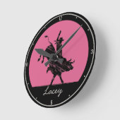 Personalisiert NAME Western Rodeo Bull Rider Cowbo Runde Wanduhr (Winkel)