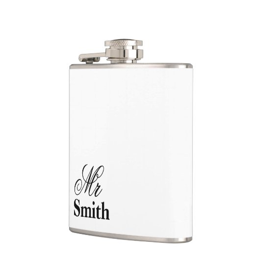 Personalisiert Name White Black Flachmann (Links)