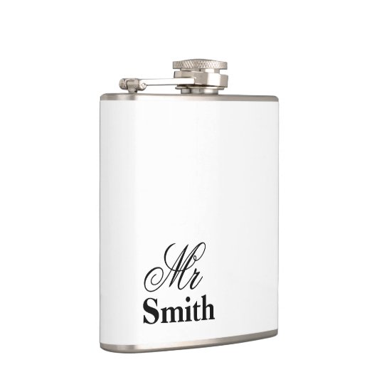 Personalisiert Name White Black Flachmann (Rechts)