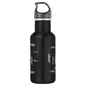 Personalisiert, Name wiederholt, schwarz und weiß Trinkflasche (Rückseite)