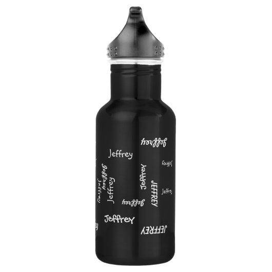 Personalisiert, Name wiederholt, schwarz und weiß Trinkflasche (Rechts)