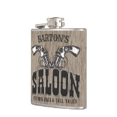 Personalisiert NAME Wild West Gun Revolver Saloon Flachmann (Links)