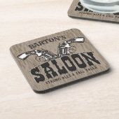 Personalisiert NAME Wild West Gun Revolver Saloon Getränkeuntersetzer (Linke Seite)