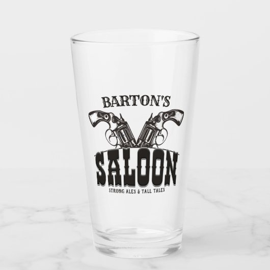 Personalisiert NAME Wild West Gun Revolver Saloon Glas (Vorderseite)