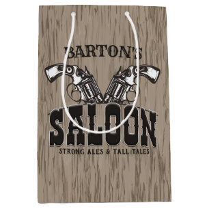 Personalisiert NAME Wild West Gun Revolver Saloon Mittlere Geschenktüte
