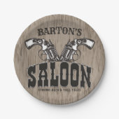 Personalisiert NAME Wild West Gun Revolver Saloon Pappteller (Vorderseite)
