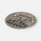 Personalisiert NAME Wild West Gun Revolver Saloon Pappteller (Schrägansicht)