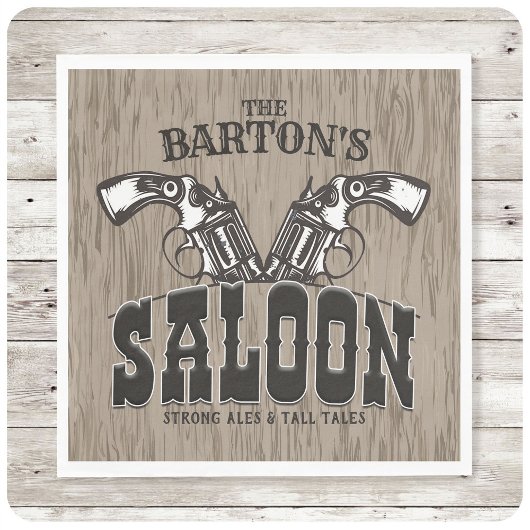 Personalisiert NAME Wild West Gun Revolver Saloon Serviette
