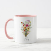 Personalisiert Name Wildblume Blumenrosa Tasse (Links)