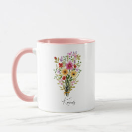 Personalisiert Name Wildblume Blumenrosa Tasse
