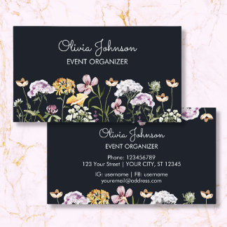 Personalisiert Name Wildblume Garden Business Card Telefonnummerkarte