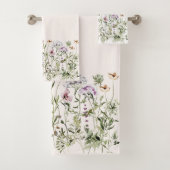 Personalisiert Name Wildblume Garten Badhandtuch Set (Insitu)