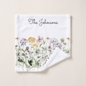 Personalisiert Name Wildblume Garten Badhandtuch Set (Waschlappen)