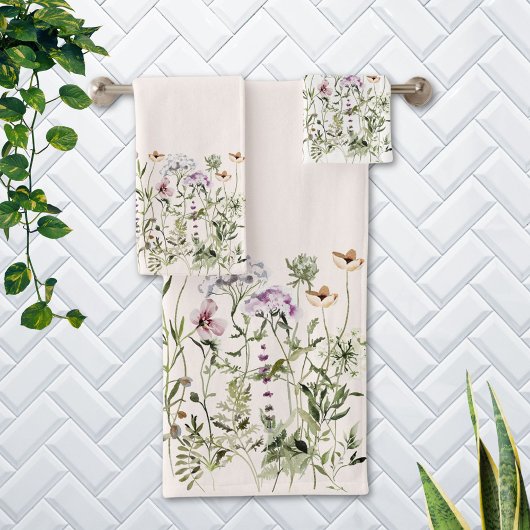 Personalisiert Name Wildblume Garten Badhandtuch Set
