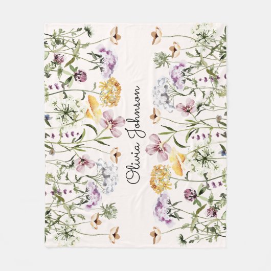 Personalisiert Name Wildblume Garten Fleecedecke (Vorderseite)