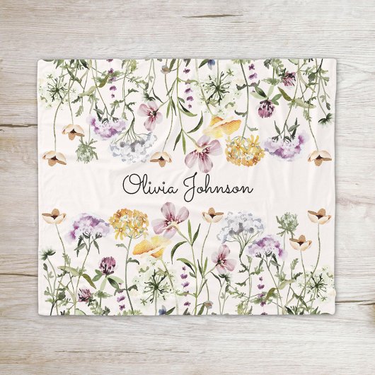 Personalisiert Name Wildblume Garten Fleecedecke
