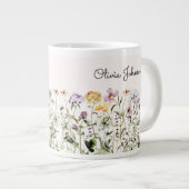 Personalisiert Name Wildblume Garten Jumbo-Tasse (Vorderseite Rechts)