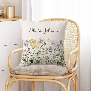 Personalisiert Name Wildblume Garten Kissen