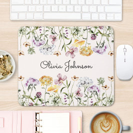 Personalisiert Name Wildblume Garten Mousepad