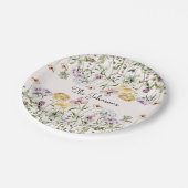 Personalisiert Name Wildblume Garten Pappteller (Schrägansicht)