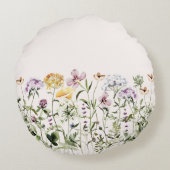 Personalisiert Name Wildblume Garten Rundes Kissen (Rückseite)