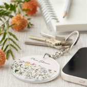 Personalisiert Name Wildblume Garten Schlüsselanhänger (Vorderseite rechts)